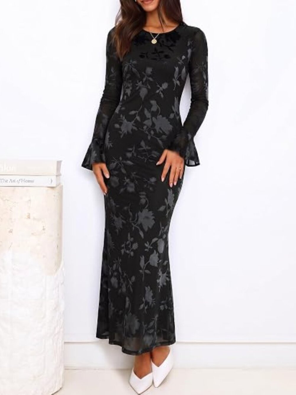 Women's Fall Bell Long Sleeve Wedding Guest Dresses